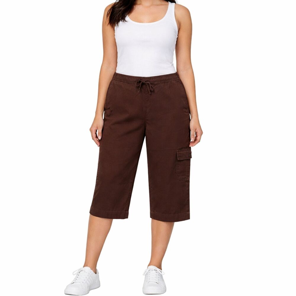 Coldwater Creek Brown Crop Cargo Pants Size 8 NWT
